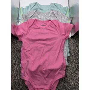 Patpat Baby 9-12mo 3-Pack Lyocell Solid Color Romper Pink Blue Bodysuit Soft